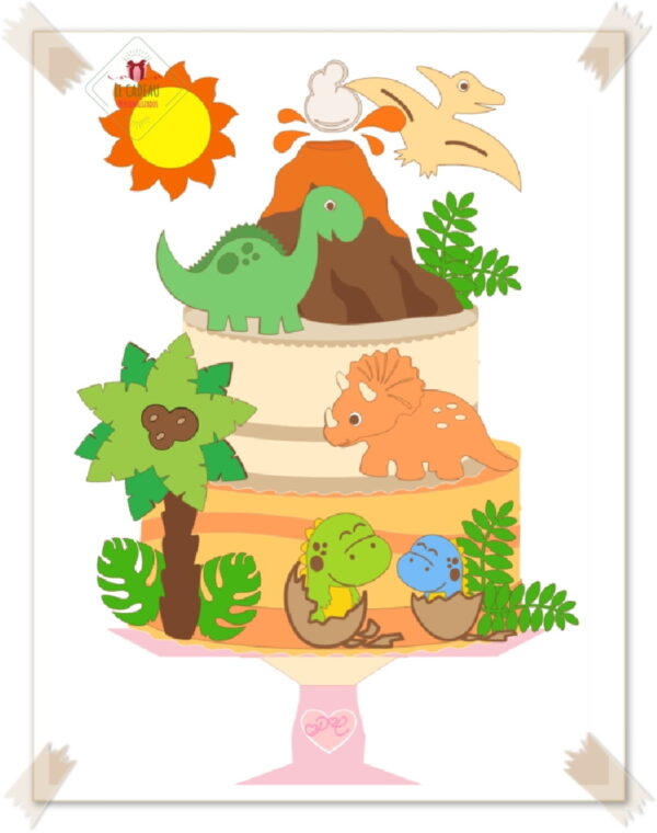 Arquivo de Corte Topo de Bolo Dinossauro cute baby Studio