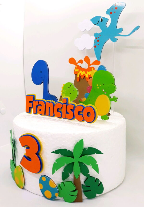 Arquivo De Corte Topo De Bolo Dinossauro Cute - Imagem 3