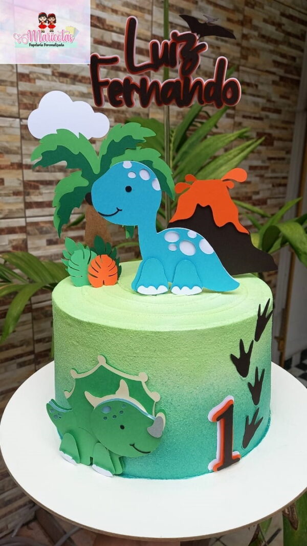 Arquivo de Corte Topo de bolo Dinossauro Cute em Camadas