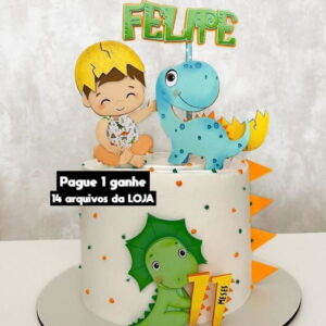 Arquivo de Corte- Topo de Bolo Dinossauro Cute