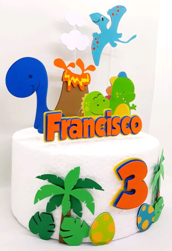 Arquivo De Corte Topo De Bolo Dinossauro Cute - Imagem 2