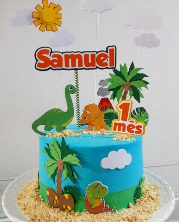 Arquivo de corte topo de bolo dinossauro cute