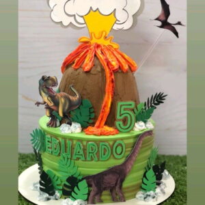 Arquivo de corte Topo de bolo Dinossauro e Vulcão
