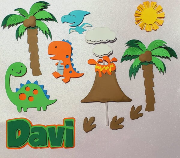 Arquivo de corte topo de bolo Dinossauro em camadas