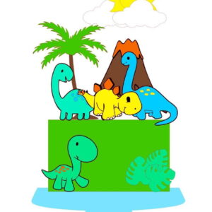 Arquivo de Corte Topo de Bolo Dinossauro em Camadas