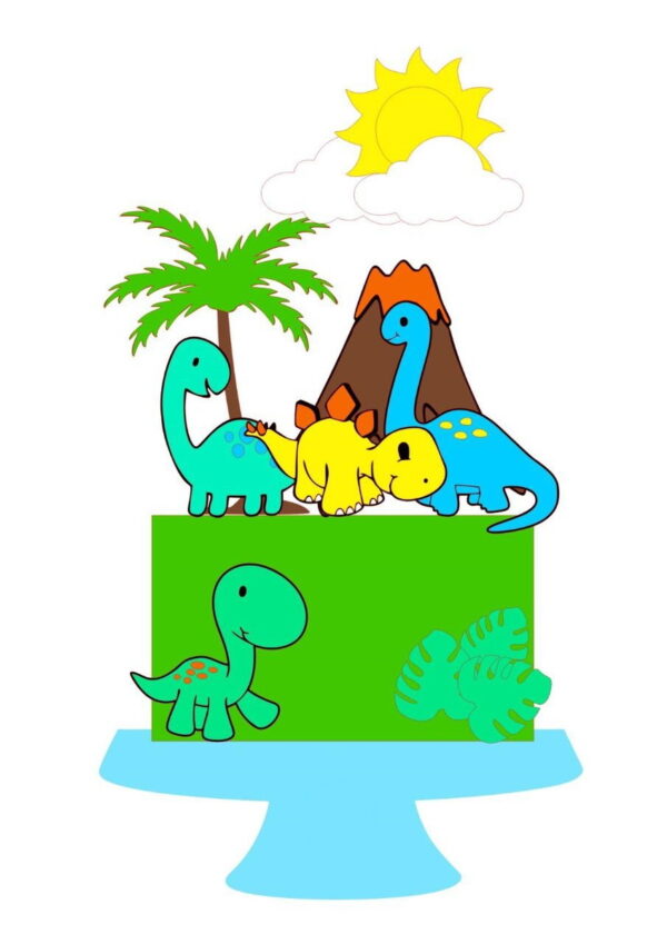 Arquivo de Corte Topo de Bolo Dinossauro em Camadas