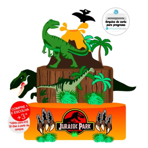 Arquivo de Corte topo de Bolo dinossauro jurassic park