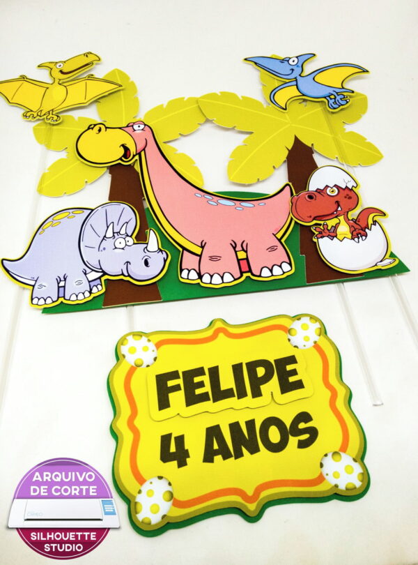 Arquivo de corte Topo de bolo Dinossauro STUDIO #2023