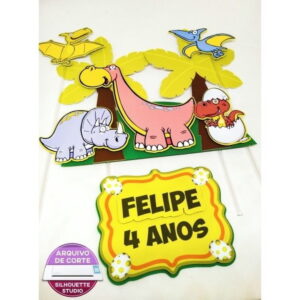 Arquivo de corte Topo de Bolo Dinossauro STUDIO, #2023