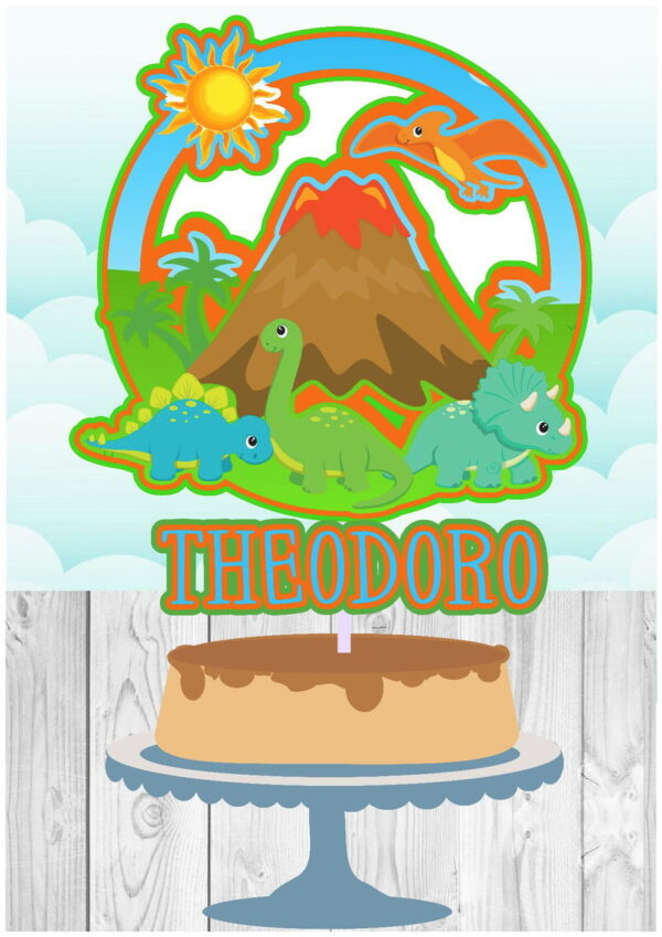 Arquivo de Corte - Topo de Bolo Dinossauro-STUDIO