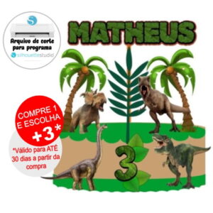 Arquivo de Corte Topo de Bolo Dinossauros