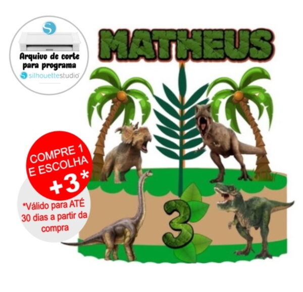 Arquivo de Corte Topo de Bolo Dinossauros