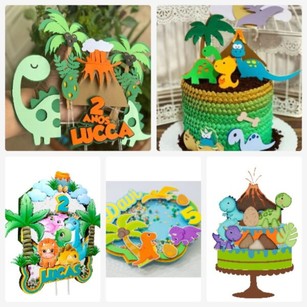 Arquivo de Corte Topo de Bolo Dinossauros 3 + Brinde