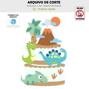 Arquivo de Corte Topo de Bolo Dinossauros