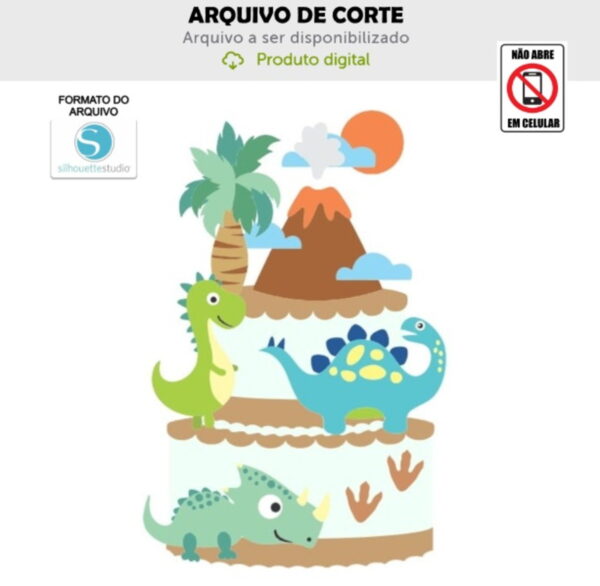 Arquivo de Corte Topo de Bolo Dinossauros