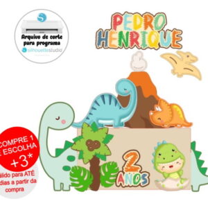 Arquivo de Corte Topo de Bolo Dinossauros Baby