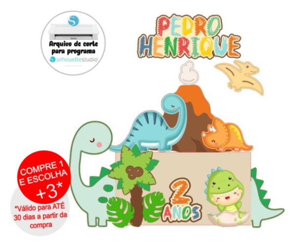 Arquivo de Corte Topo de Bolo Dinossauros Baby