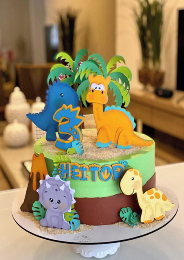 Arquivo de Corte Topo de Bolo Dinossauros Cute