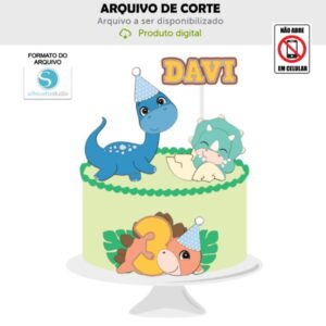 Arquivo de Corte Topo de Bolo Dinossauros - Formato Studio