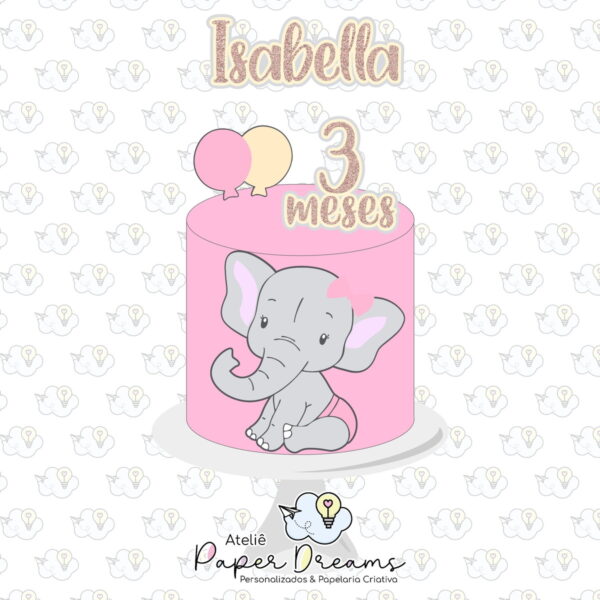 Arquivo de Corte Topo de Bolo - Elefante Baby 1