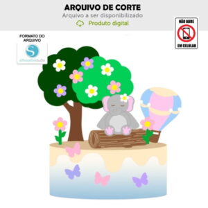 Arquivo de Corte Topo de Bolo Elefante Balão