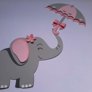 Arquivo de Corte Topo de Bolo Elefante com Guarda Chuva