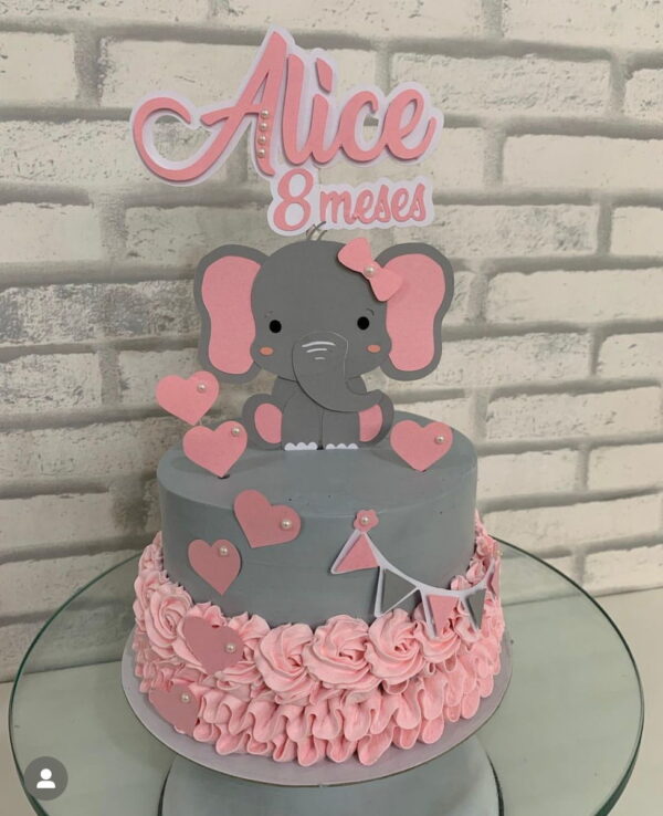 Arquivo De Corte Topo De Bolo Elefante Menina