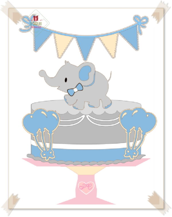 Arquivo de Corte Topo de Bolo Elefante menino Studio