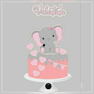 Arquivo De Corte - Topo De Bolo Elefante Rosa