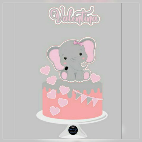 Arquivo De Corte - Topo De Bolo Elefante Rosa