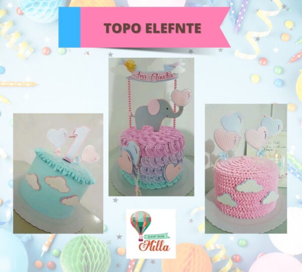 Arquivo de corte topo de bolo elefantes