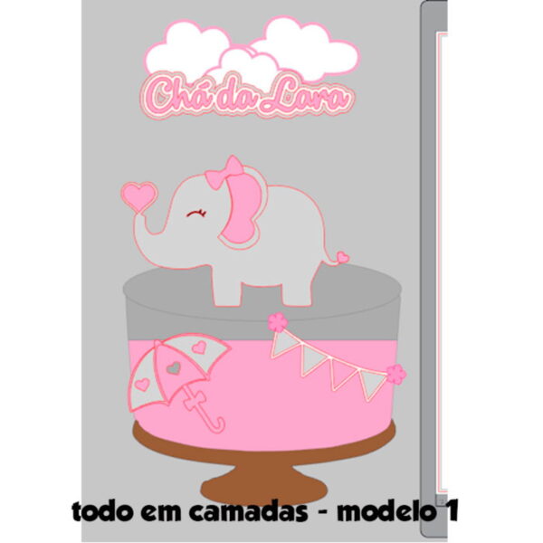 Arquivo de Corte Topo de Bolo Elefantinha 2 + BRINDES - Image 2