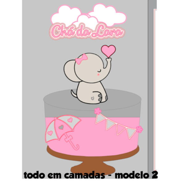 Arquivo de Corte Topo de Bolo Elefantinha 2 + BRINDES - Image 3