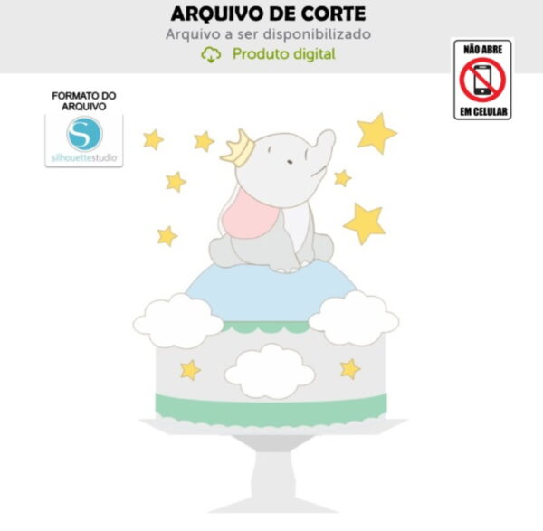 Arquivo de Corte Topo de Bolo Elefantinho