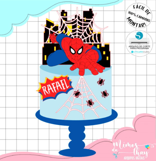 Arquivo de Corte: Topo de Bolo em Camadas Homem Aranha 009