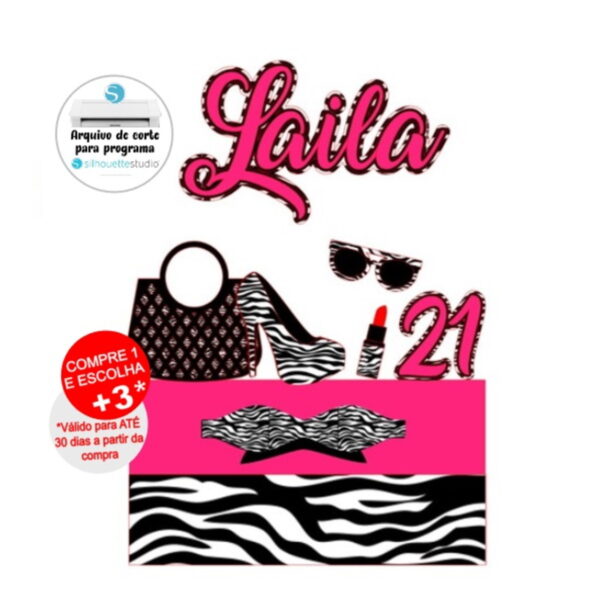 Arquivo de Corte Topo de Bolo Estampa Zebra - Zebrinha