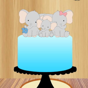 Arquivo de Corte Topo de Bolo Família Elefante