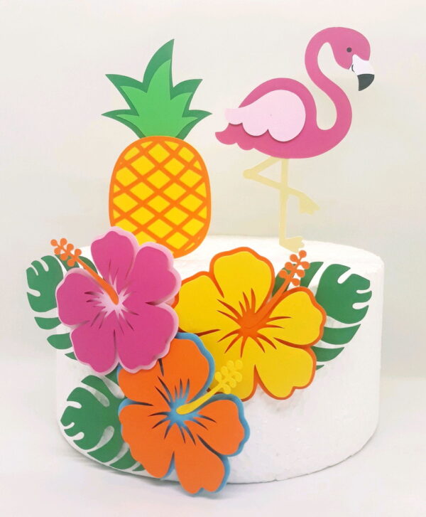 Arquivo de Corte Topo de Bolo Flamingo Tropical Studio