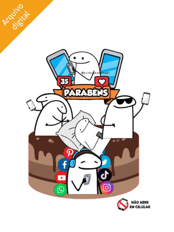 Arquivo de Corte Topo de Bolo Flork Viciado em Celular
