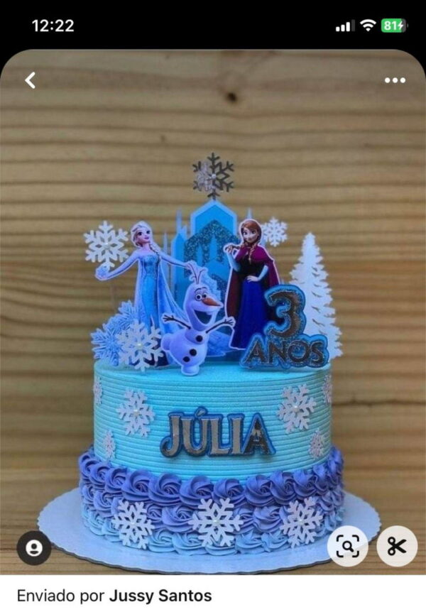 Arquivo de Corte Topo de Bolo Frozen 3d Studio