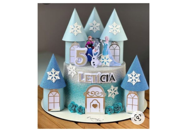 Arquivo de Corte Topo de Bolo Frozen Castelo 3d Flexi Foison