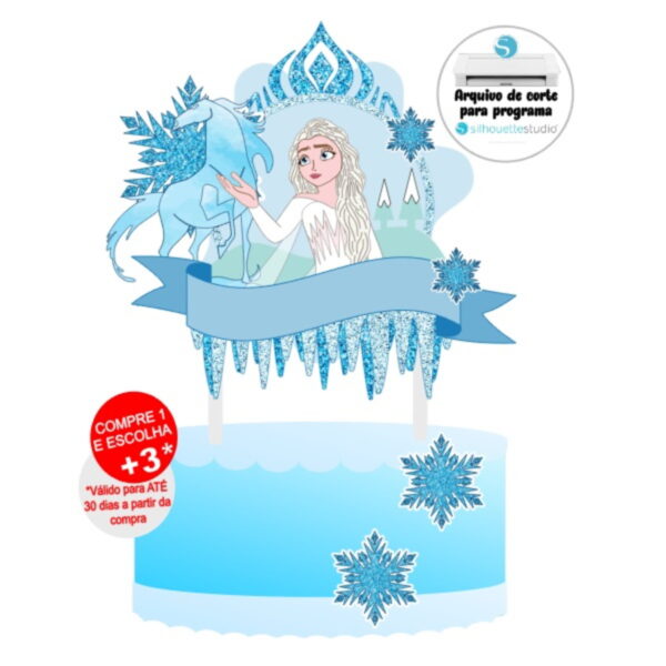 Arquivo de Corte Topo de Bolo Frozen Shaker - Elsa