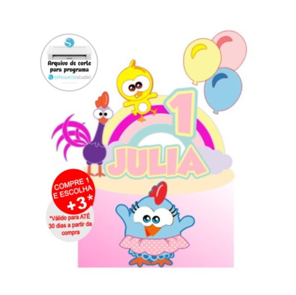 Arquivo de Corte Topo de Bolo Galinha Pintadinha