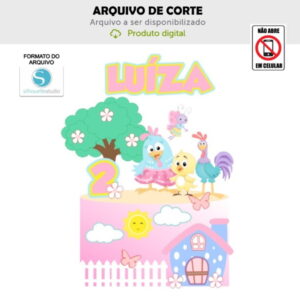 Arquivo de Corte Topo de Bolo Galinha Pintadinha Rosa