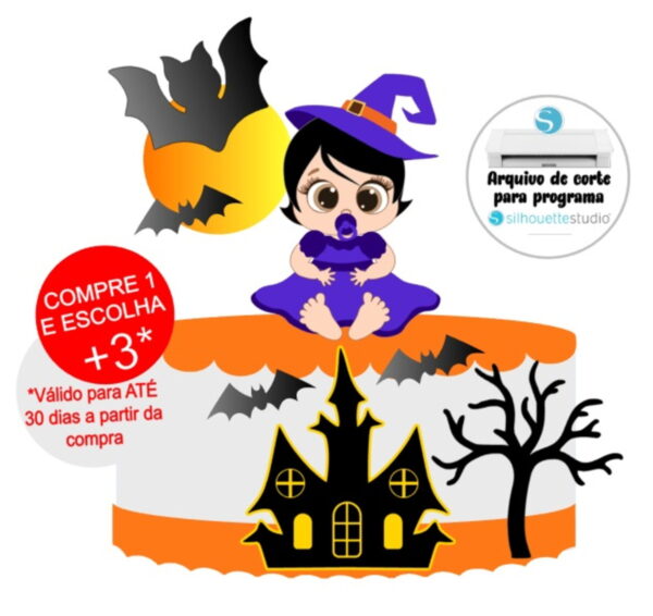 Arquivo de Corte Topo de Bolo Halloween Bebê