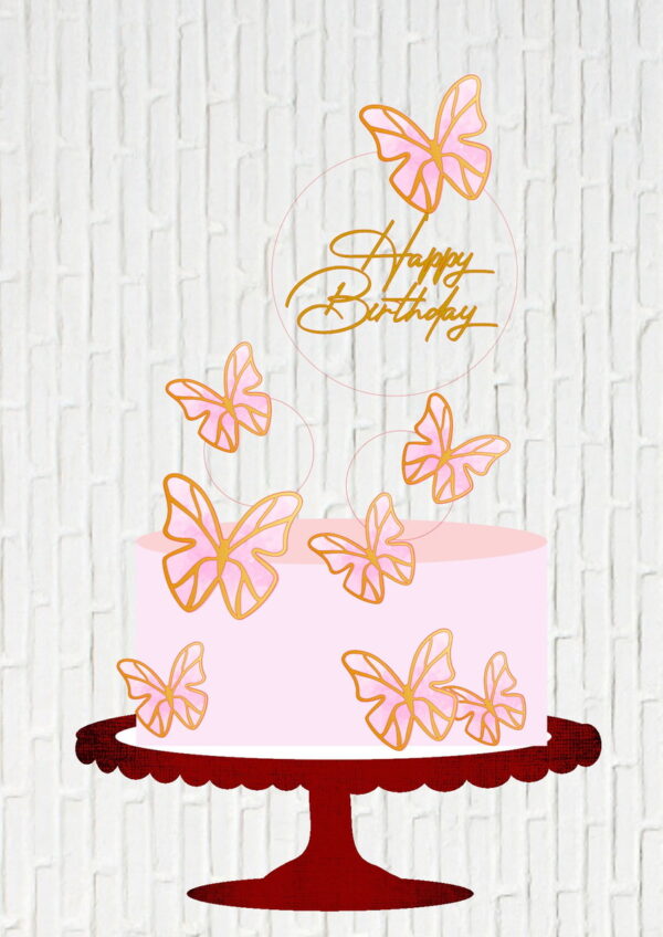 Arquivo de Corte Topo de Bolo Happy Birthday Borboletas