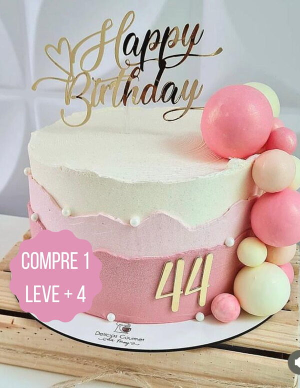 Arquivo de Corte Topo de Bolo Happy Birthday com Coração