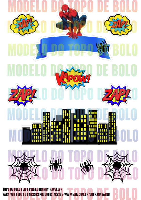 Arquivo de corte topo de bolo Homem Aranha #1 PDF/JPG - Imagem 2