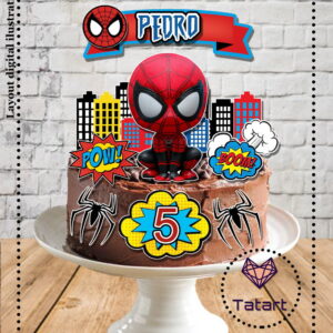 Arquivo de corte topo de bolo Homem aranha chibi