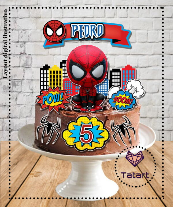 Arquivo de corte topo de bolo Homem aranha chibi